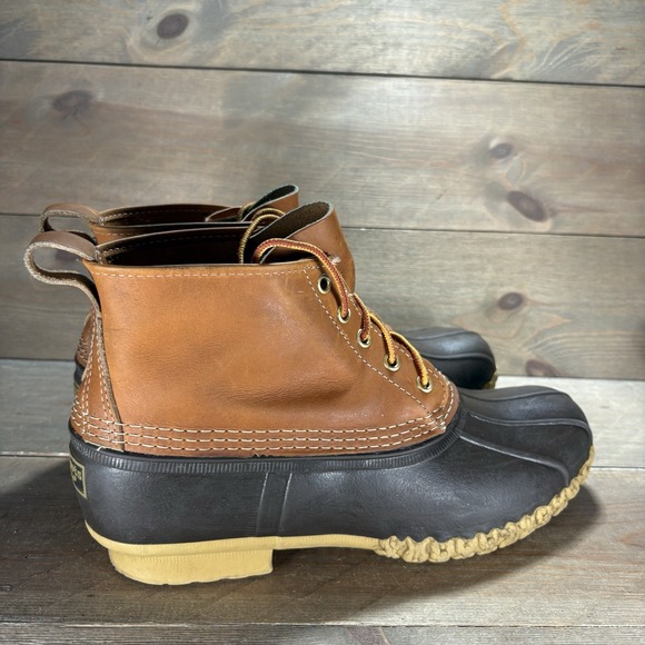 ll bean duck boot mens size 10 shoes brown leather waterproof winter rain - Picture 2 of 11